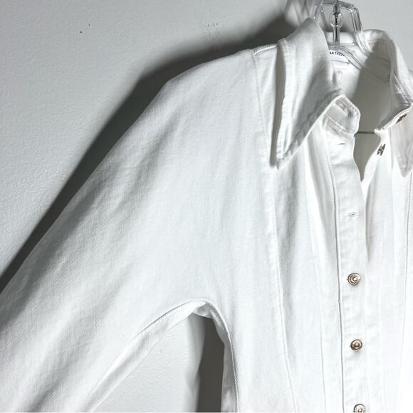 Scanlan Theodore Denim Cocoon Sleeve Mini Dress White Sz US 2 - Picture 5 of 10